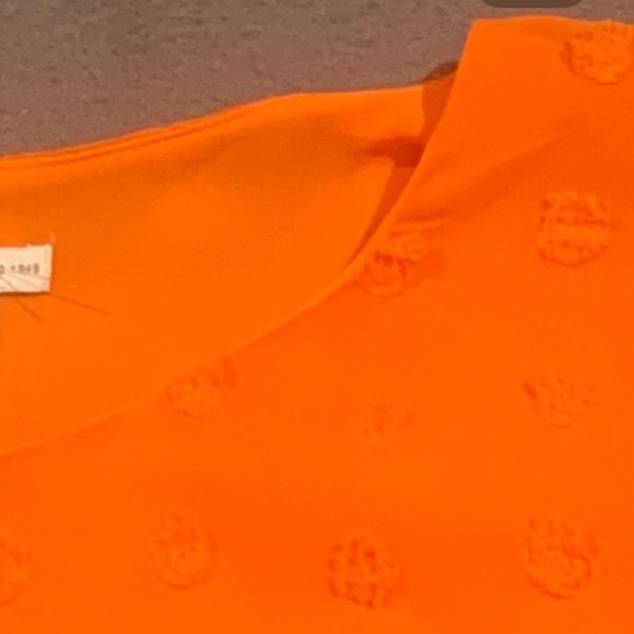 Cato Orange Swiss Dot Tie Sleeve Blouse Women's Medium Semi Sheer Top - Picture 1 of 8
